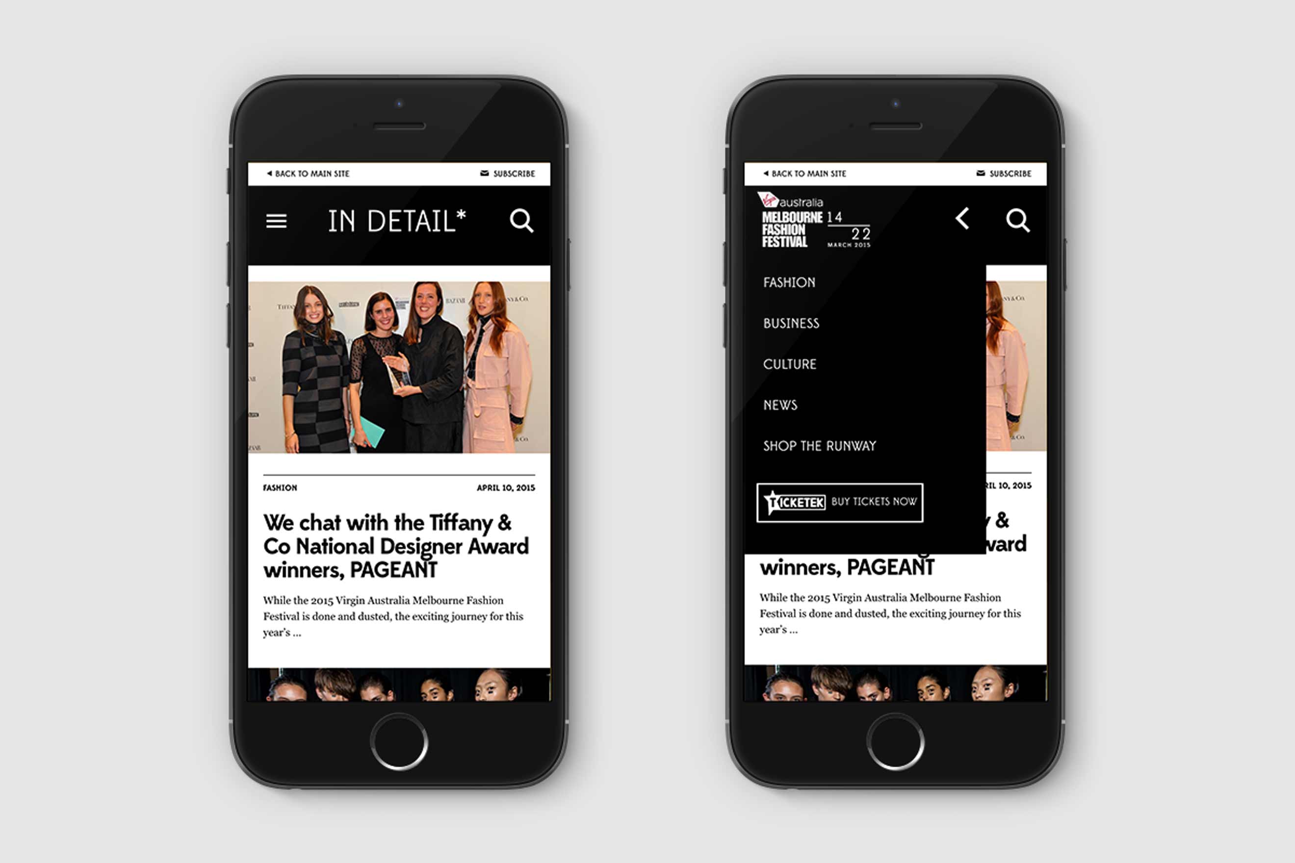 Melbourne Fashion Festival mobile web design